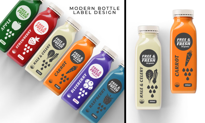 Gig Preview - Do modern juice bottle label design, beverage label