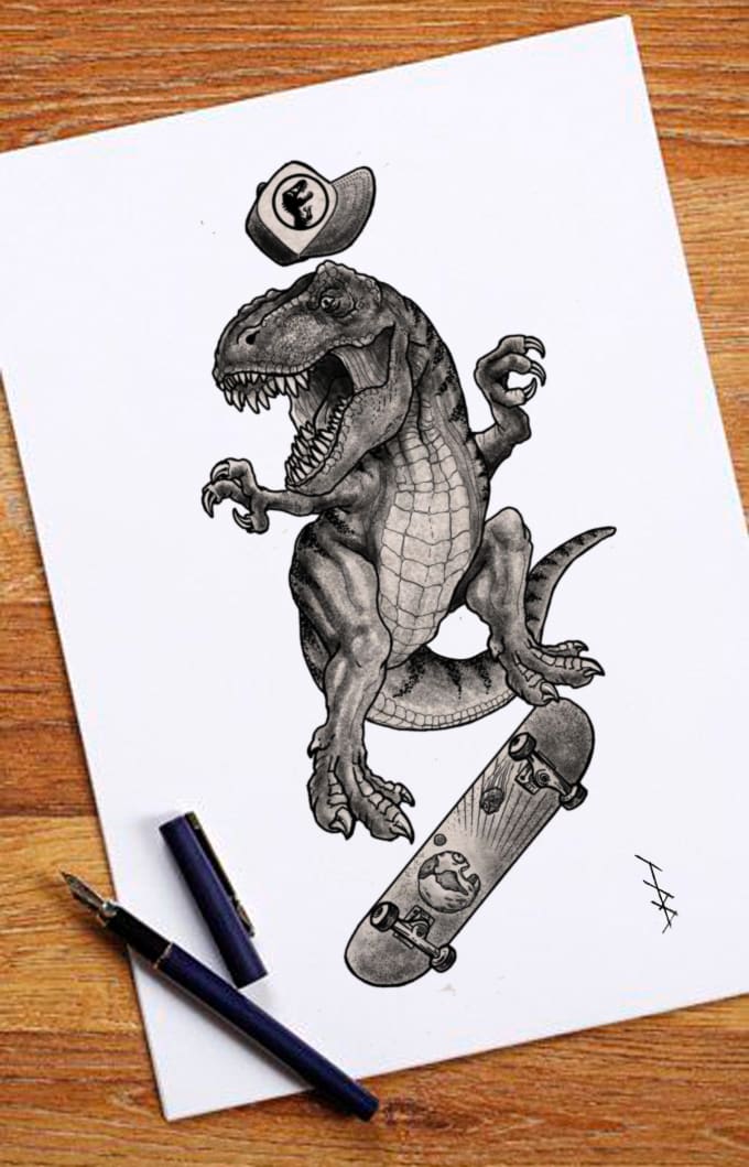 Gig Preview - Create stylized dinosaur drawings for your custom tattoo