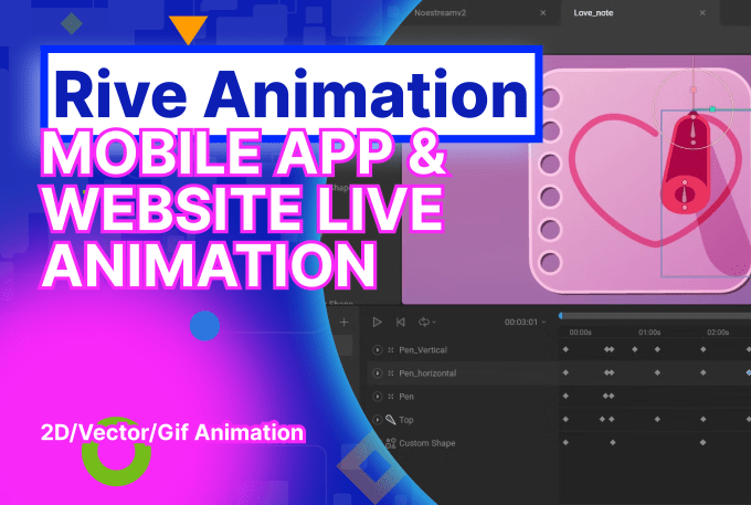 Bestseller - create rive, lottie or gif animation for your web and mobile