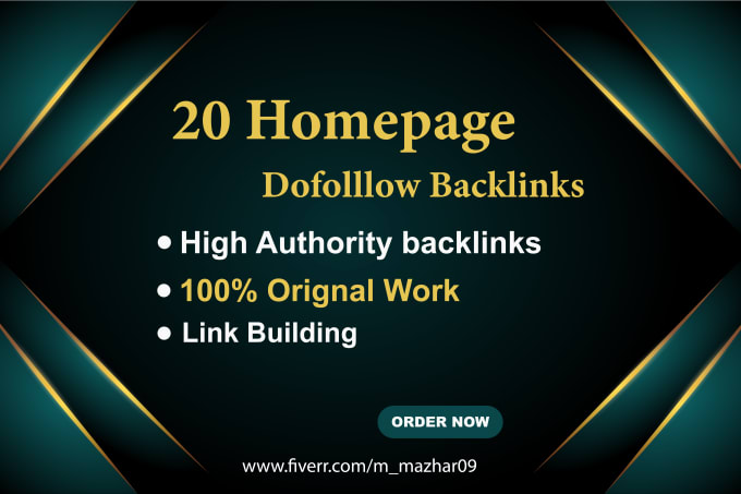 Gig Preview - Do 20 homepage high da dofollow SEO backlinks