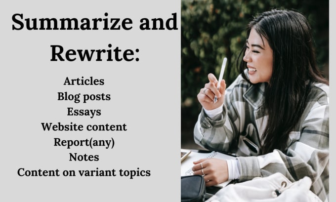 Gig Preview - Research, summarize, write and rewrite english content