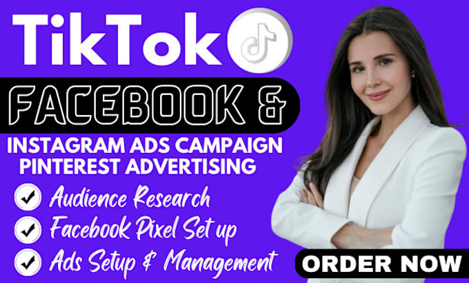 Gig Preview - Do tiktok marketing or facebook ads, instagram promotion pinterest ads sales