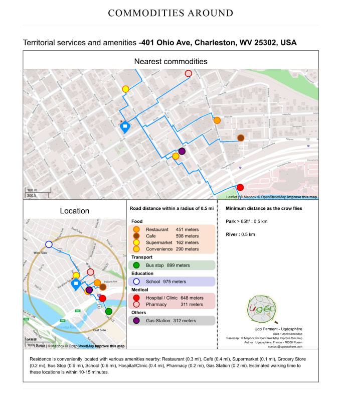 Gig Preview - Create a map of the closest amenities with their distances