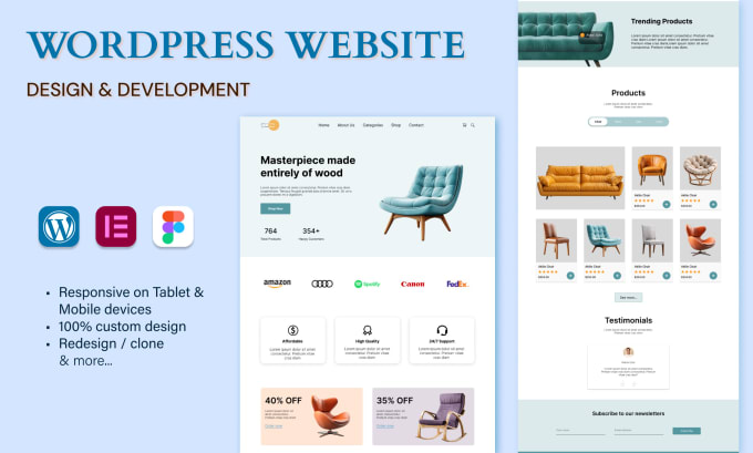 Gig Preview - Design and develop responsive website, landing page using wordpress