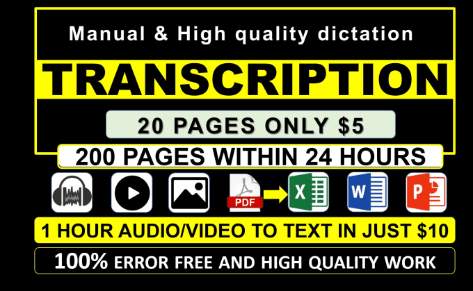 Gig Preview - Transcribe audio and do video transcription in 12 hours