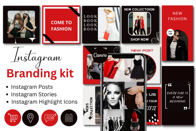 Gig Preview - Design an elegant instagram branding kit in canva