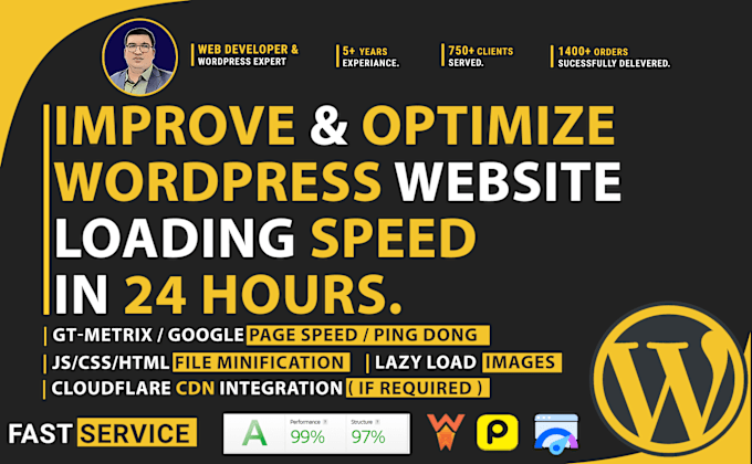 Gig Preview - Improve and optimize wordpress website loading speed in 24hr