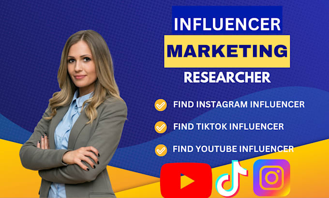 Gig Preview - Find best tiktok, youtube and instagram influencer with your niche