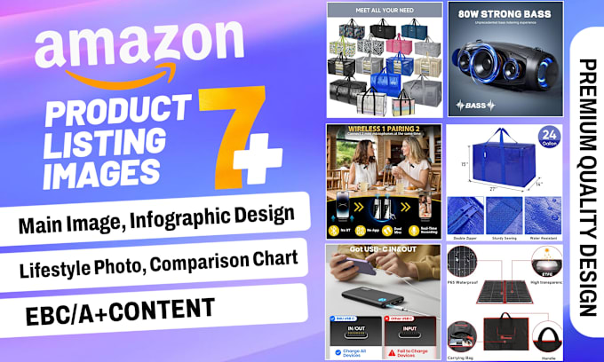 Gig Preview - Do amazon listing images ebc a plus content amazon images amazon product listing