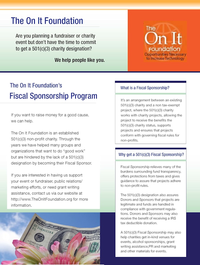 Gig Preview - Be your fiscal sponsor for your local state or federal grant