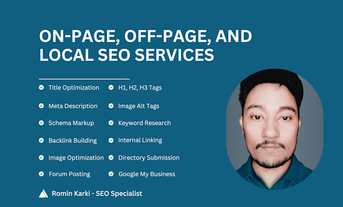 Gig Preview - Perform on page, off page, and local SEO to boost website ranking in serp