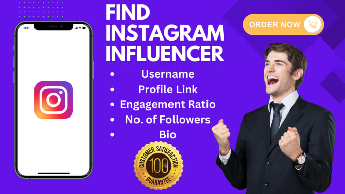 Gig Preview - Find best instagram influencers with specific niche