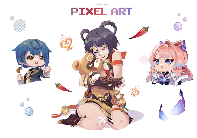 Gig Preview - Draw pixel art character, oc, chibi in my style