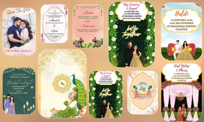 Gig Preview - Design an fascinating animated wedding invitation video and cards