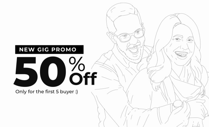 Gig Preview - Draw couple portrait drawing in out line art style for valentine gift