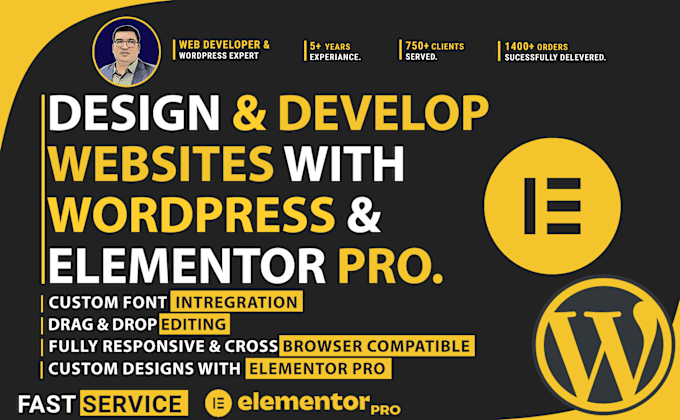 Gig Preview - Design and develop websites with wordpress elementor pro