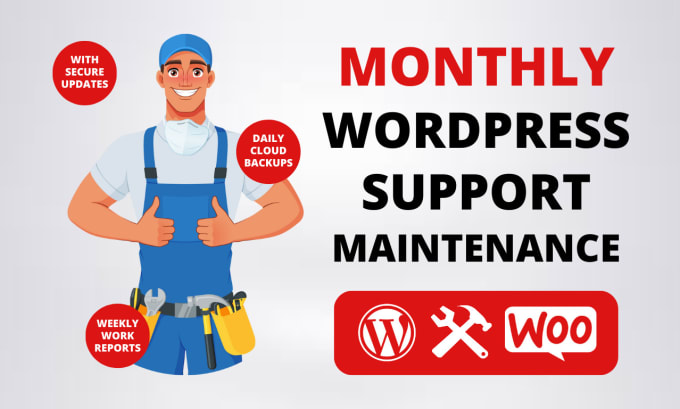 Gig Preview - Provide monthly wordpress maintenance, help, and support as website manager