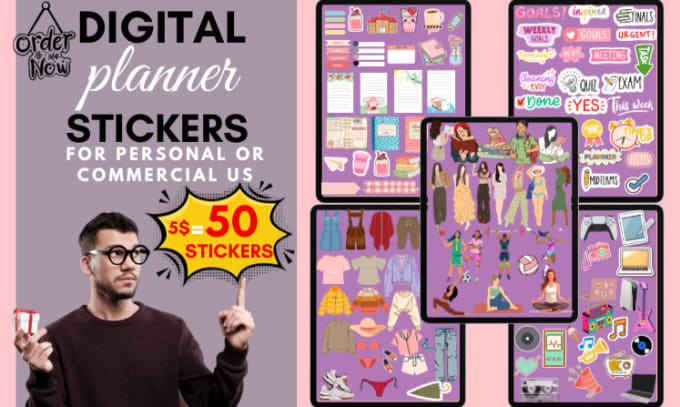 Gig Preview - Design digital stickers for digital planner or for your etsy shop