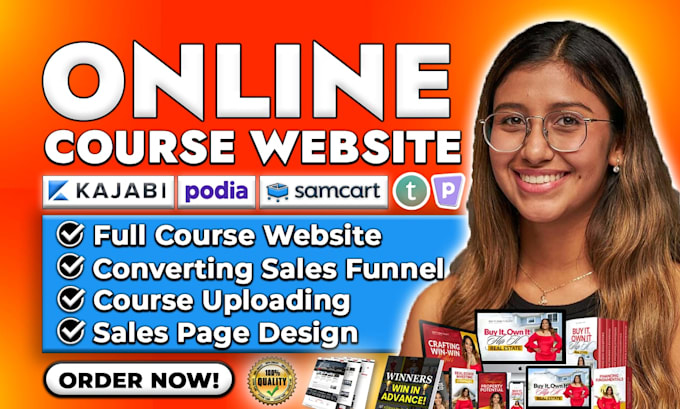 Gig Preview - Create online course website, thinkific, kajabi, podia, samcart sales page