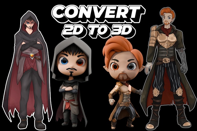 Gig Preview - Convert 2d to 3d cartoon, 2d to 3d character, 3d modeling and rendering, blender