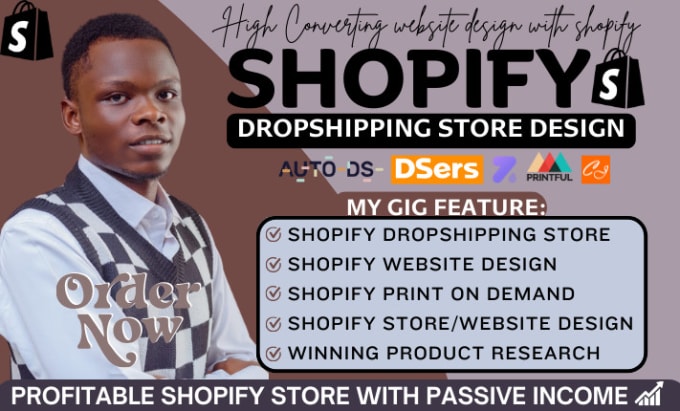 Gig Preview - Build shopify dropshipping store, shopify website design, ecommerce website