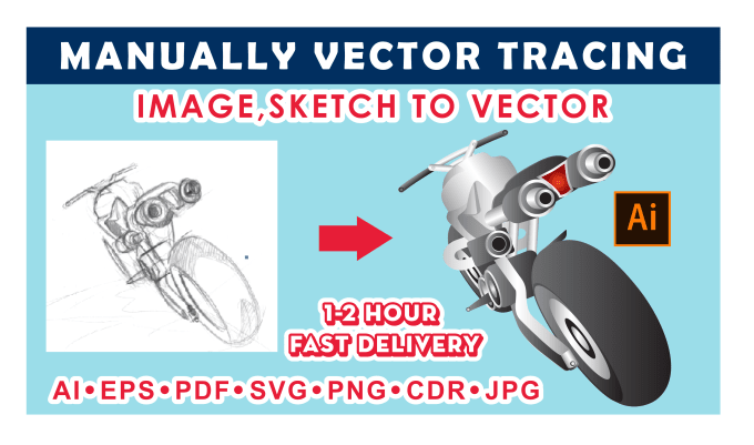 Gig Preview - Do vector tracing convert images, sketch to vector in 2 hour