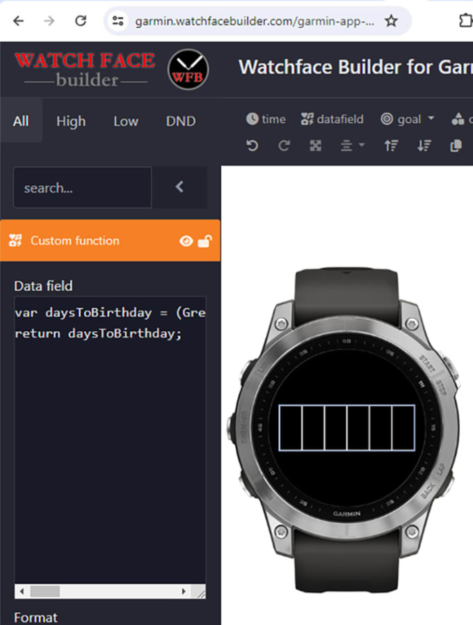 Gig Preview - Develop a custom function for garmin watchface builder