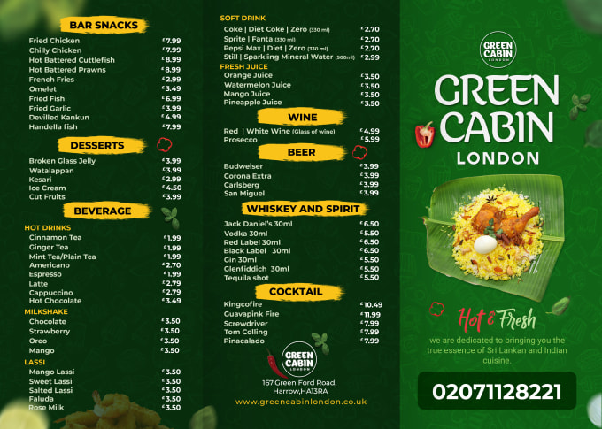 Gig Preview - Food menu design for restaurant or hotels