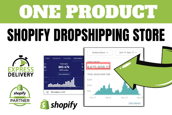 Gig Preview - Create a shopify one product store, dropshipping store