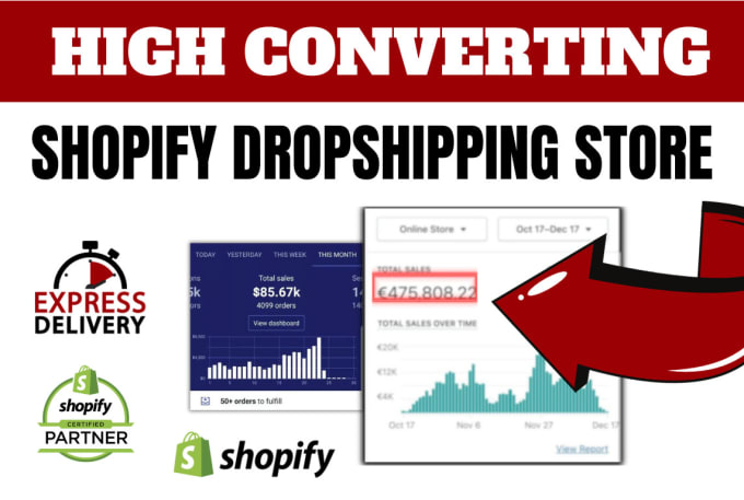 Gig Preview - Create a high converting  shopify dropshipping store