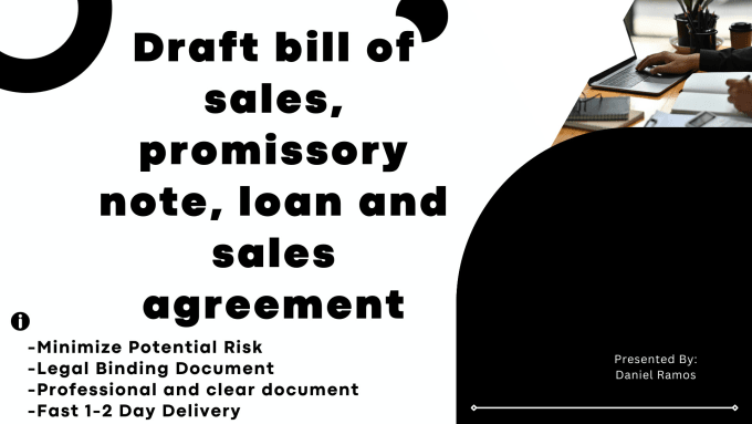 Gig Preview - Draft,write bill of sales, promissory note, loan and sales agreement