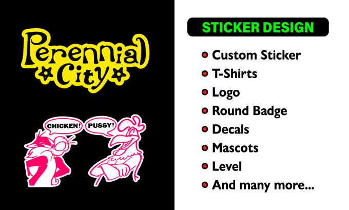 Gig Preview - Design sticker, tshirt, logo, round badge, decals, labels