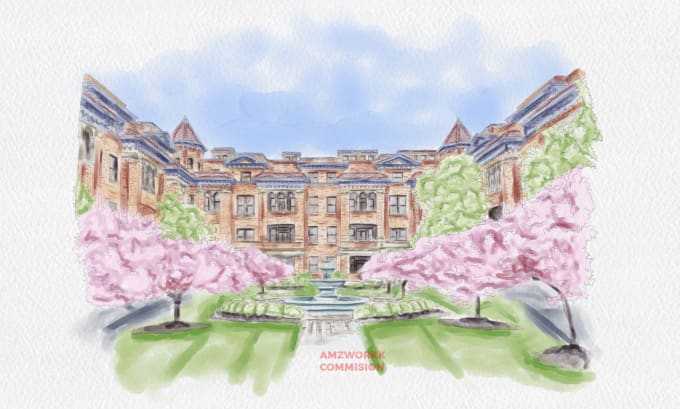 Gig Preview - Create hand painted  watercolor house portrait of your home and other buildings