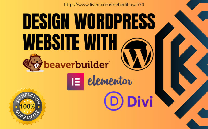 Gig Preview - Design responsive wordpress website with beaver builder, elementor or divi