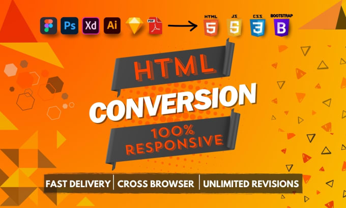 Gig Preview - Convert PSD to HTML, figma to HTML, xd to HTML responsive with bootstrap 5