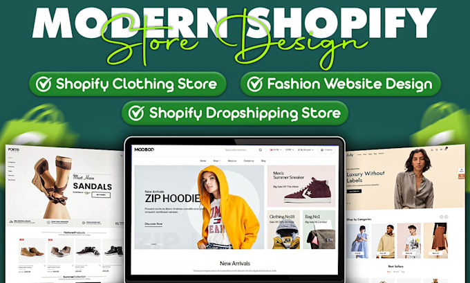 Gig Preview - Design modern shopify clothing store, dropshipping store or fashion website