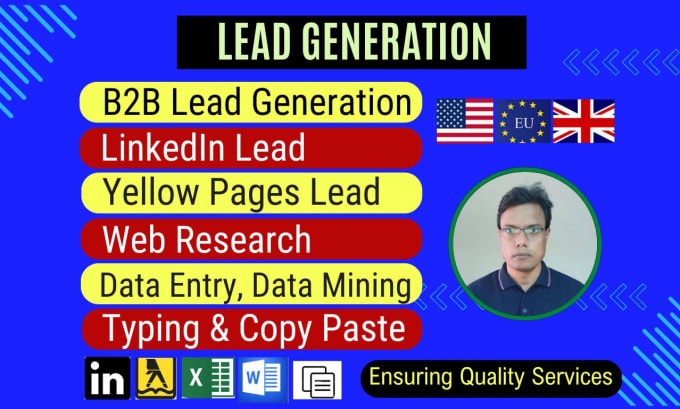 Gig Preview - Do b2b lead generation, web research, data entry, copy paste