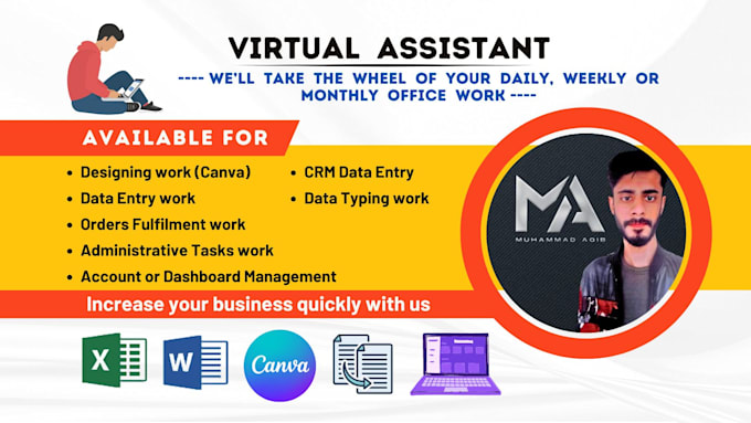 Gig Preview - Be your personal dedicated virtual assistant for business administrative tasks