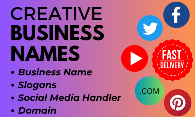 Gig Preview - Create catchy business name, brand name, slogans, sm handles