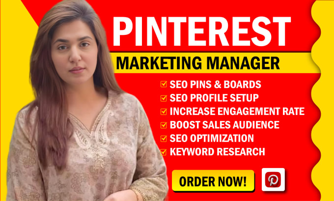 Gig Preview - Be your pinterest marketing manager, design seo optimized pins and boards