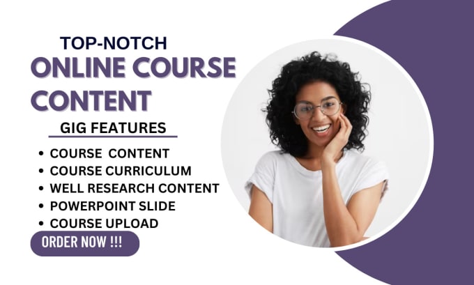 Gig Preview - Prepare online course content, course website course creation, workbook and ppt