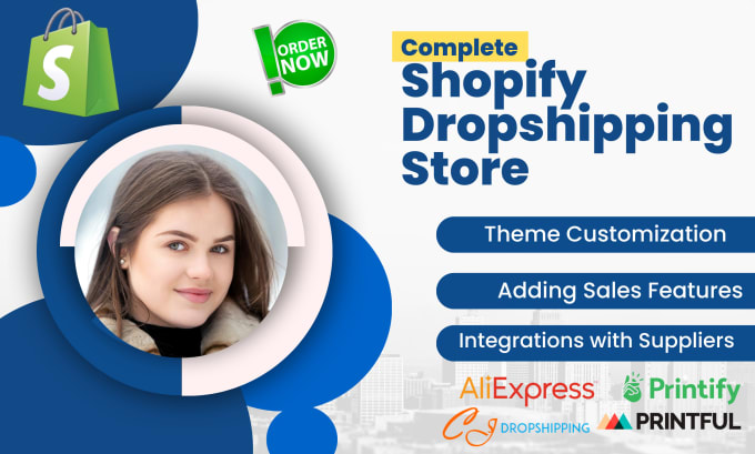 Gig Preview - Set up shopify store dropshipping, build shopify website design