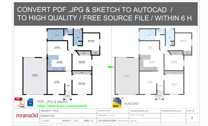 Gig Preview - Convert PDF,hand sketch, image drawing to autocad