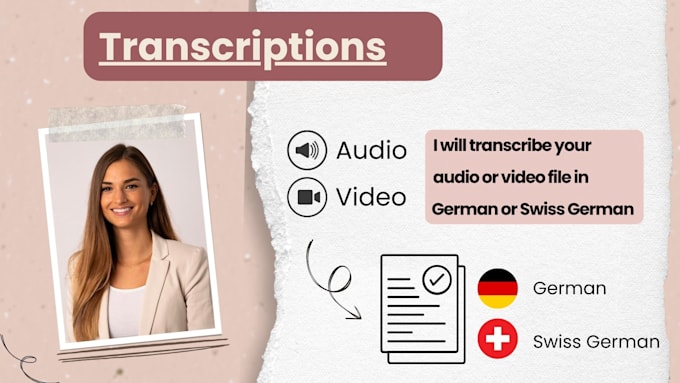 Bestseller - transcribe your audio, video, PDF or image in german and swiss german