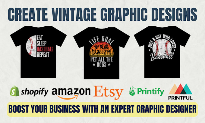 Gig Preview - Create vintage graphic shirt design typography retro tshirt designs