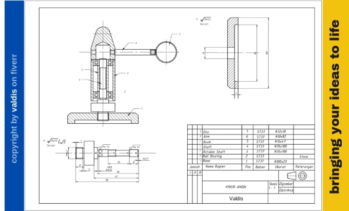 Gig Preview - 2d mechanical drawing, technical drawing in autocad