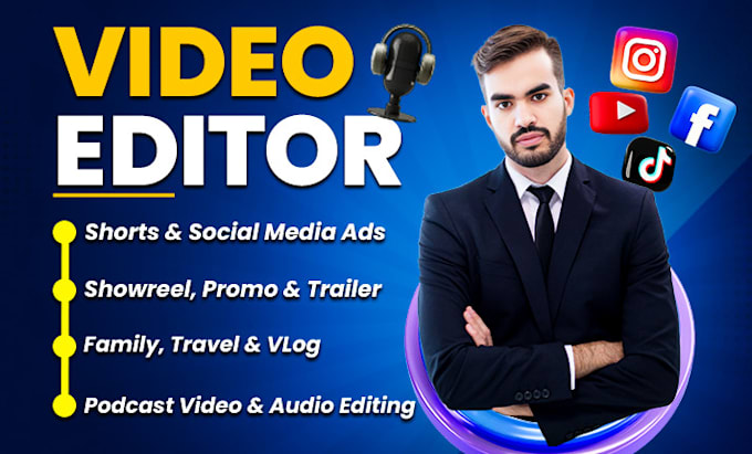 Gig Preview - Do video editing, ads, social media videos, shorts, podcast