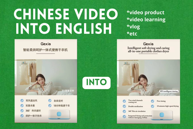 Gig Preview - Translate every chinese video into english