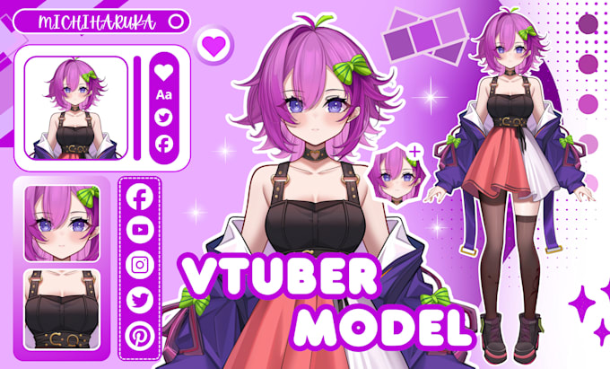 Gig Preview - Draw custom vtuber model live2d anime and rig with high quality for stream