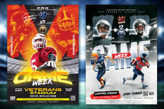 Gig Preview - Design football, rugby sports flyer